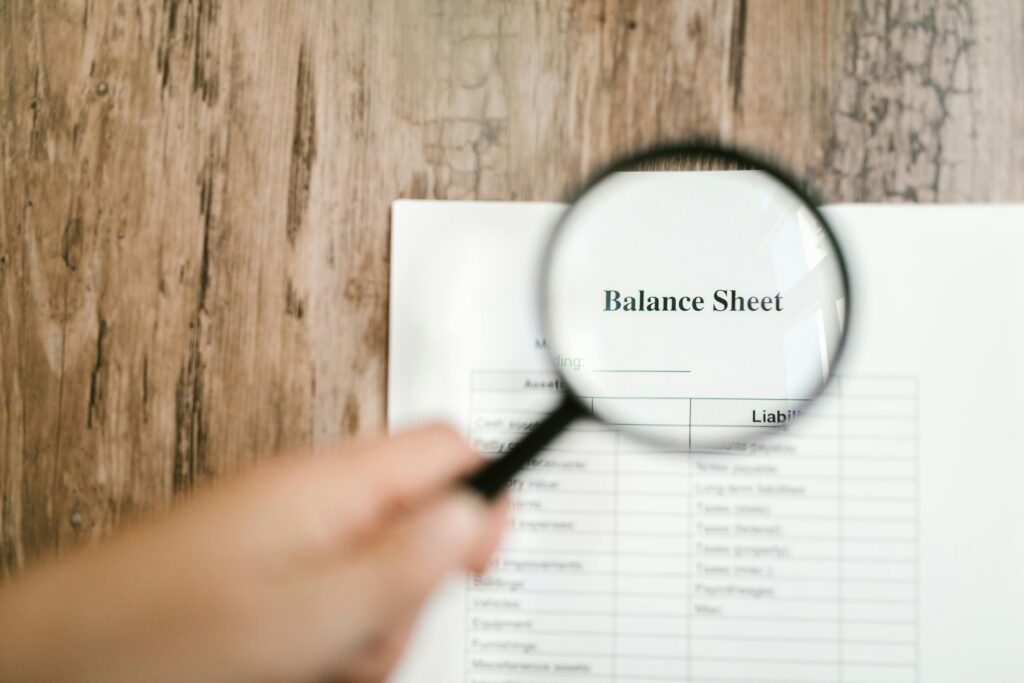 Image of balance sheet illustrating assets vs liabilities